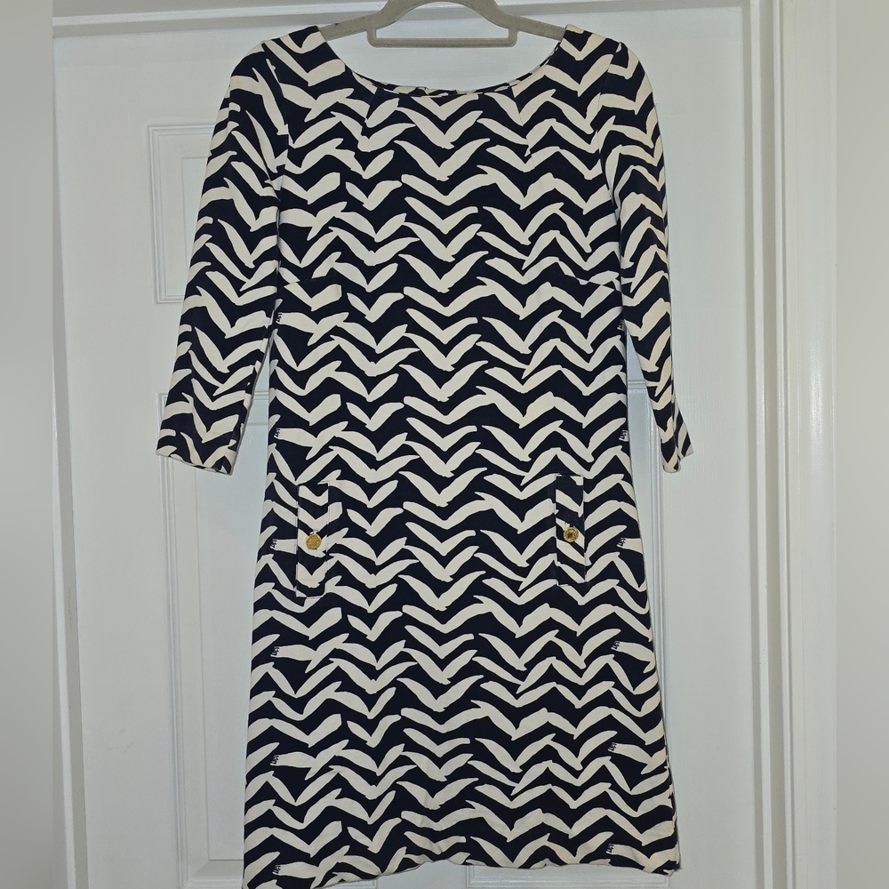Lilly Pulitzer Navy and White Chevron Shift Dress